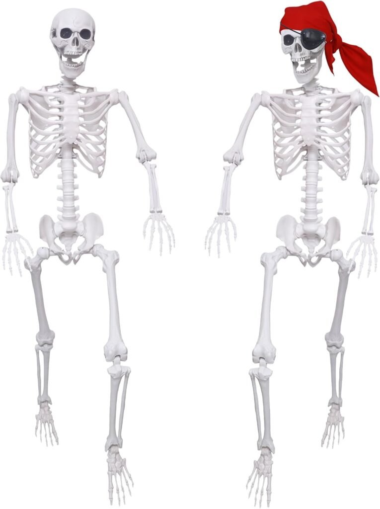 2 Pack 5.4Ft Halloween Skeletons Posable Skeletons Life Size Full Body Bones with Movable Joints