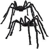 JOYIN 2 Pack 5 Ft Halloween Outdoor Decorations Hairy Black Spider, Scary Giant Spider