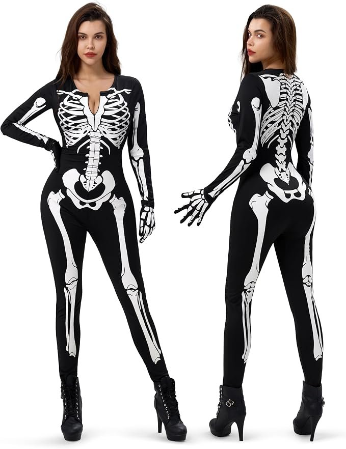 Women Double-Sided Skeleton Costume Bodysuit