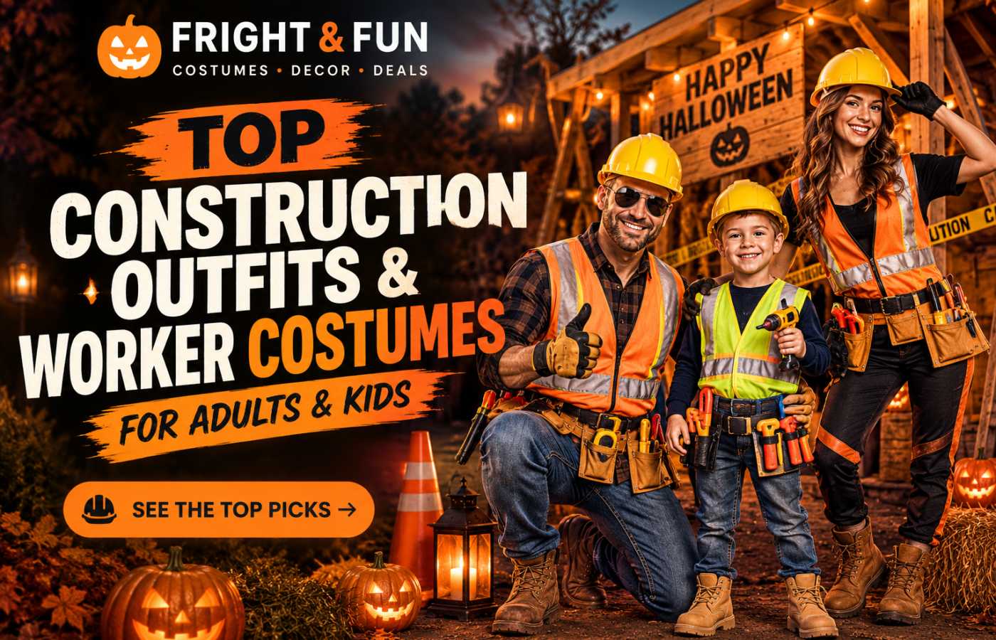 Construction Outfit and Construction worker Costumes for Adults, Kids